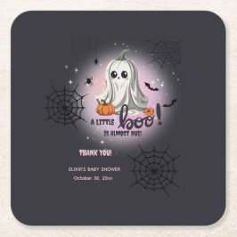 ハロウィーンパンプキンリトルブベビーシャワー スクエアペーパーコースター