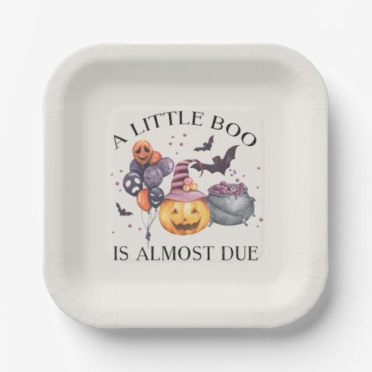 ハロウィーンパンプキンリトルブベビーシャワー ペーパープレート (正面)