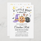 ハロウィーンパンプキンリトルブベビーシャワー 招待状 (正面/裏面)