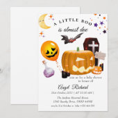 ハロウィーンパンプキンリトルブベビーシャワー 招待状 (正面/裏面)