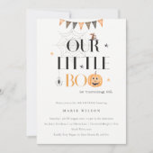 ハロウィーンパンプキンリトルブー子供の誕生日招待状 サンキューカード (正面)