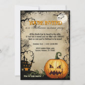 ハロウィーンパンプキン幽霊のよく出るハウスパーティの招待状 招待状 (正面)