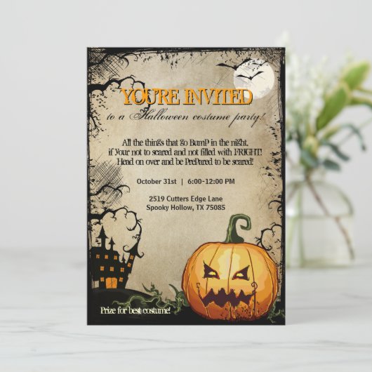 ハロウィーンパンプキン幽霊のよく出るハウスパーティの招待状 招待状 (スタンド正面)