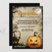 ハロウィーンパンプキン幽霊のよく出るハウスパーティの招待状 招待状 (正面/裏面)