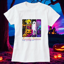 ハロウィーンパンプキン幽霊ポップ・アートのアートレトロ Tシャツ