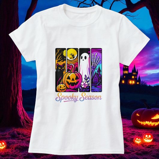 ハロウィーンパンプキン幽霊ポップ・アートのアートレトロ Tシャツ