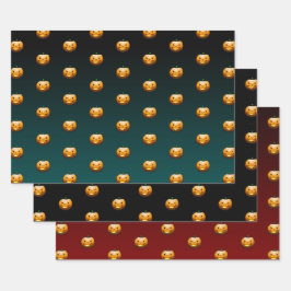 ハロウィーンパンプキン顔 ラッピングペーパーシート