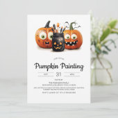 ハロウィーンパンプキ絵を描ンパーティの招待状 招待状 (スタンド正面)