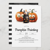 ハロウィーンパンプキ絵を描ンパーティの招待状 招待状 (正面/裏面)