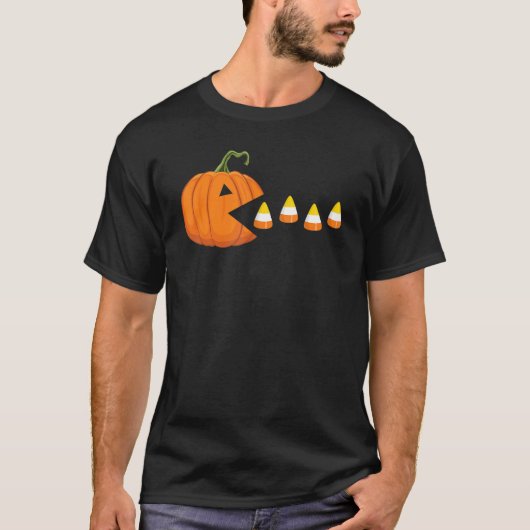 ハロウィーンパンプキ食べンのキャンディーコーン Tシャツ (正面)