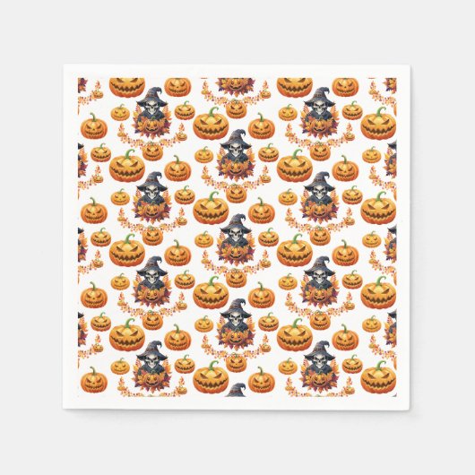 ハロウィーンパンプンパッチ スタンダードカクテルナプキン (正面)