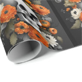 ハロウィーンパーソナライズ名ゴシックスカル&花 ラッピングペーパー (ロールコーナー)