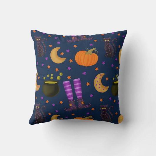 ハロウィーンパープルとオレンパターン（の模様が）あるジ クッション (裏面)