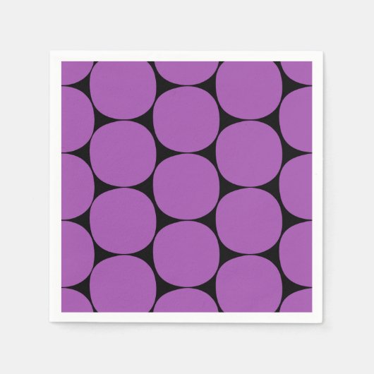ハロウィーンパープルとブラックモダンドットのパターン スタンダードカクテルナプキン (正面)