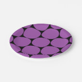 ハロウィーンパープルとブラックモダンドットのパターン ペーパープレート (アングル)