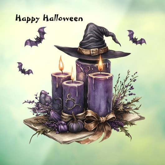 ハロウィーンパープルキャンドルこうもり不気味怖 ウィンドウサイン (シート3)