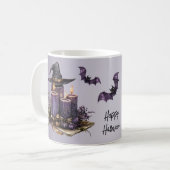 ハロウィーンパープルキャンドルこうもり不気味怖 コーヒーマグカップ (正面左)