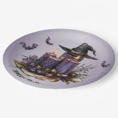 ハロウィーンパープルキャンドルこうもり不気味怖 ペーパープレート (アングル)