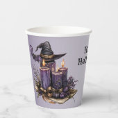 ハロウィーンパープルキャンドルこうもり不気味怖 紙コップ (正面)