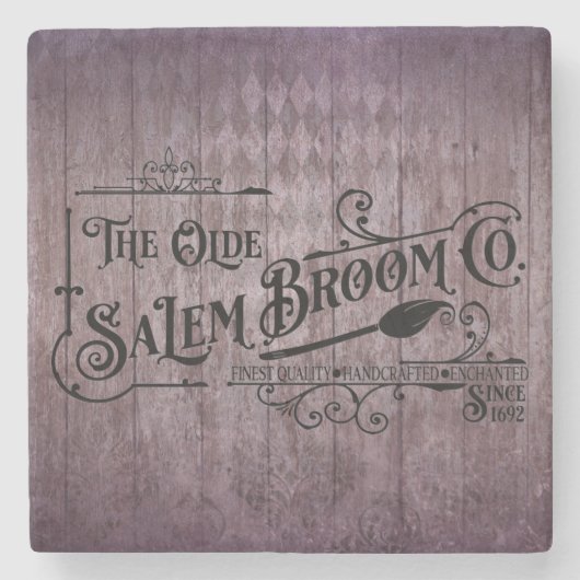 ハロウィーンパープルグランジゴシックSalem Broom Company ストーンコースター (正面)