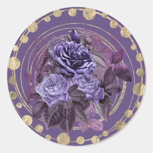 ハロウィーンパープルゴシックバラ ラウンドシール (正面)