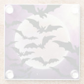 ハロウィーンパープルスカイフルムーンブラックこうもり ガラスコースター (裏面)