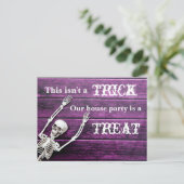 ハロウィーンパープルスケルトンカスタムハウスパーティー ポストカード (スタンド正面)