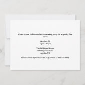 ハロウィーンパープルスケルトンカスタムハウスパーティー 招待状 (裏面)