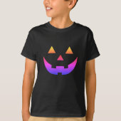 ハロウィーンパープルハロウィーンのカボチャのちょうちんカボチャの子供 Tシャツ (正面)