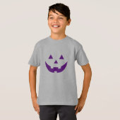 ハロウィーンパープルハロウィーンのカボチャのちょうちんカボチャの子供 Tシャツ (正面フル)