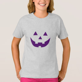 ハロウィーンパープルハロウィーンのカボチャのちょうちんカボチャ顔キッズ Tシャツ