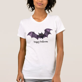 ハロウィーンパープルブラックこうもり不気味怖 Tシャツ