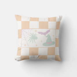 ハロウィーンパープル不気味シーズンチェッカーボード クッション