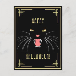 ハロウィーンヒッシング猫ブラックポストカエレガントージ ポストカード