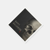 ハロウィーンヒトスカルエッチングブラック スタンダードカクテルナプキン (角)