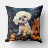 ハロウィーンビコンフリースカボチャ怖い クッション (正面)