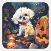 ハロウィーンビコンフリースカボチャ怖い スクエアシール (正面)