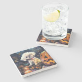 ハロウィーンビコンフリースカボチャ怖い ストーンコースター (横)