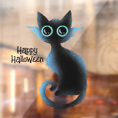 ハロウィーンビッグアイズブラックブルーイマジックネコ ウィンドウサイン (シート2)