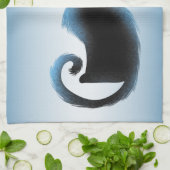 ハロウィーンビッグアイズブラックブルーイマジックネコ キッチンタオル (折り畳み)