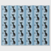 ハロウィーンビッグアイズブラックブルーイマジックネコ ラッピングペーパー (フラット)