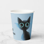 ハロウィーンビッグアイズブラックブルーイマジックネコ 紙コップ (裏面)