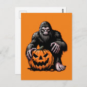 ハロウィーンビッグフットかぼちゃ怖さ ポストカード (正面/裏面)