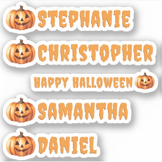 ハロウィーンビニル切り出し名ラベル – パーソナライズされた シール (正面)