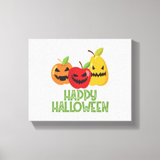 ハロウィーンビーガンハッピーハローウィンパンプキンベジタリアン キャンバスプリント (正面)