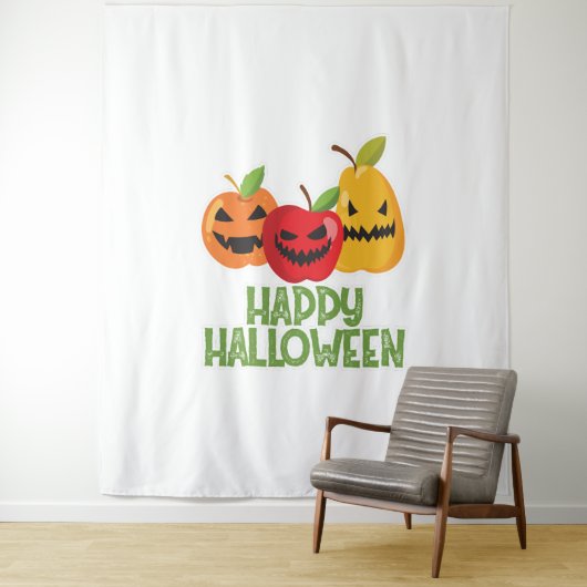 ハロウィーンビーガンハッピーハローウィンパンプキンベジタリアン タペストリー (インサイチュ)
