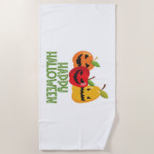 ハロウィーンビーガンハッピーハローウィンパンプキンベジタリアン ビーチタオル (正面)