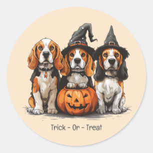 ハロウィーンビーグル犬をトリックまたは治療する ラウンドシール