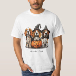ハロウィーンビーグル犬をトリックまたは治療する Tシャツ