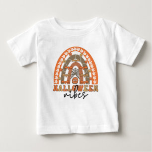 ハロウィーンビーブボホーレインボー秋ハロウィーン ベビーTシャツ